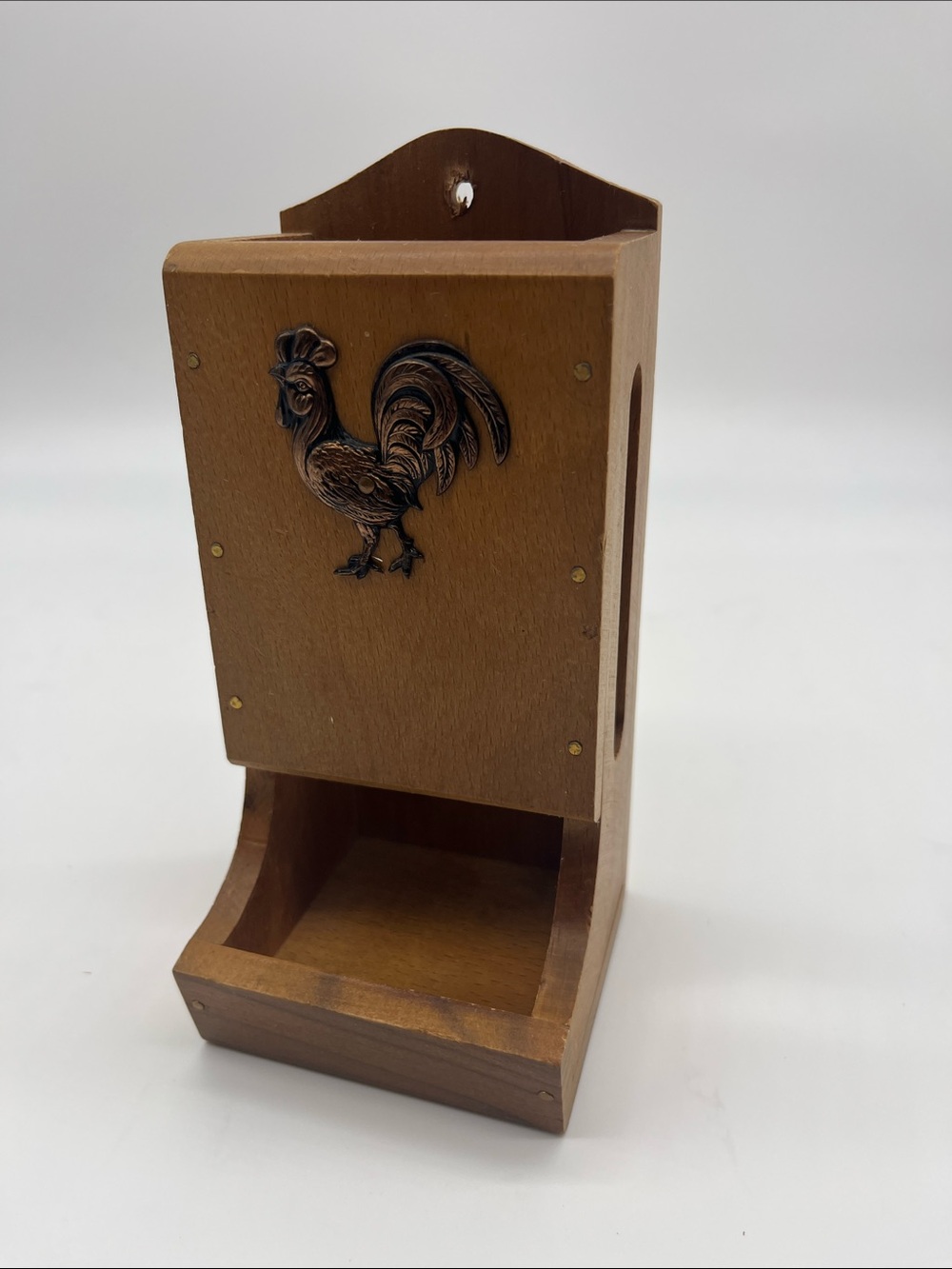 Vintage wooden Rooster matchbox holder